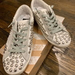 Golden goose white superstars w/ silver studs- 37